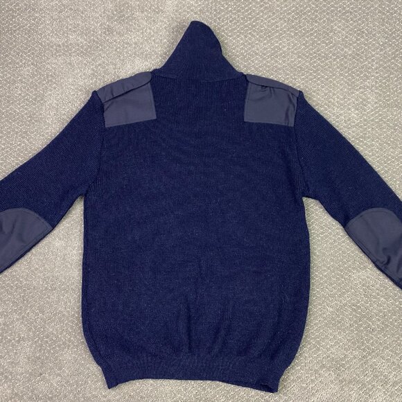 Woolyback Sweater Jacket Men's Medium Navy Blue Wool Full Zip Made in England - Picture 5 of 13